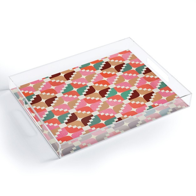 Showmemars Winter Retro Quilt Pattern Acrylic Tray deny Designs