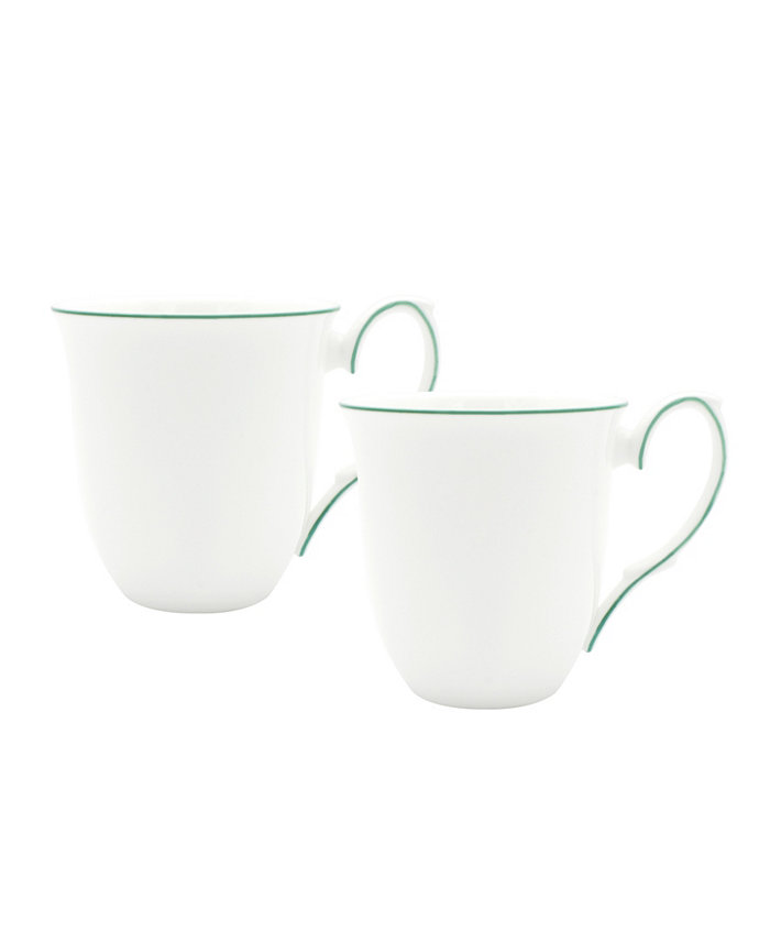 Twig New York Amelie Forest Green Rim Mugs - Set of 2