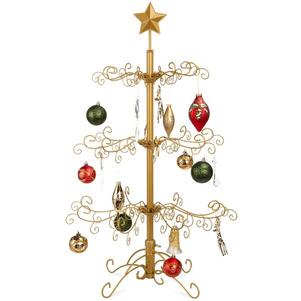 Wrought Iron Christmas Tree Ornament Display w/ Easy Assembly，Stand