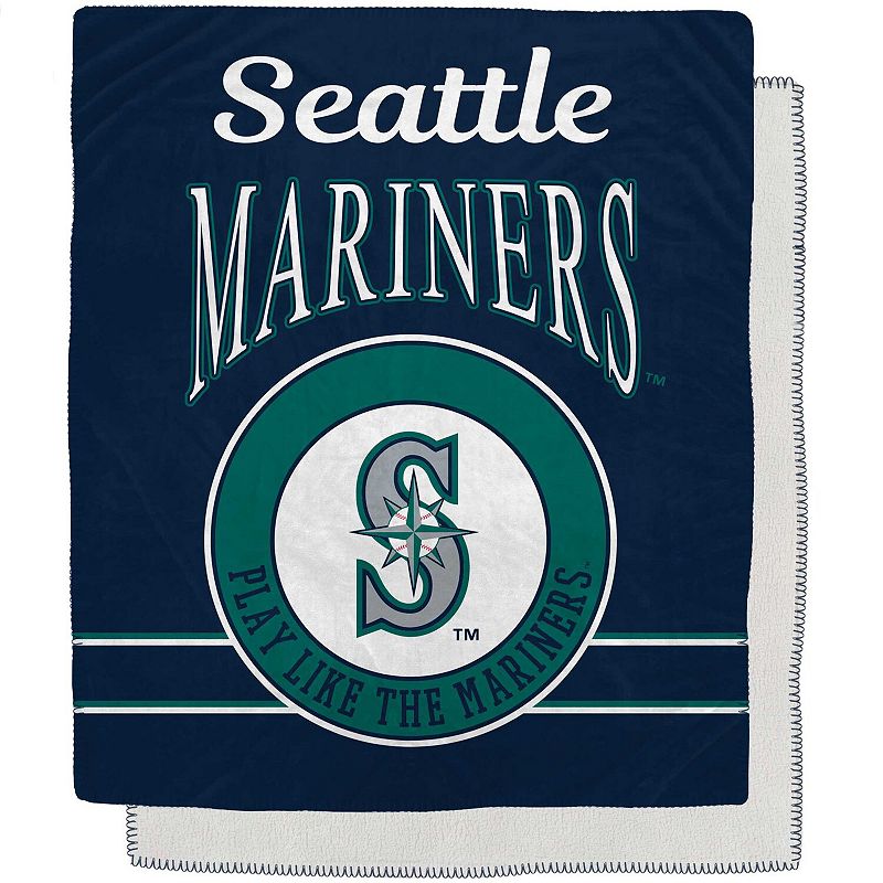 Seattle Mariners 50 x 60 Retro Emblem Flannel Fleece Sherpa Blanket