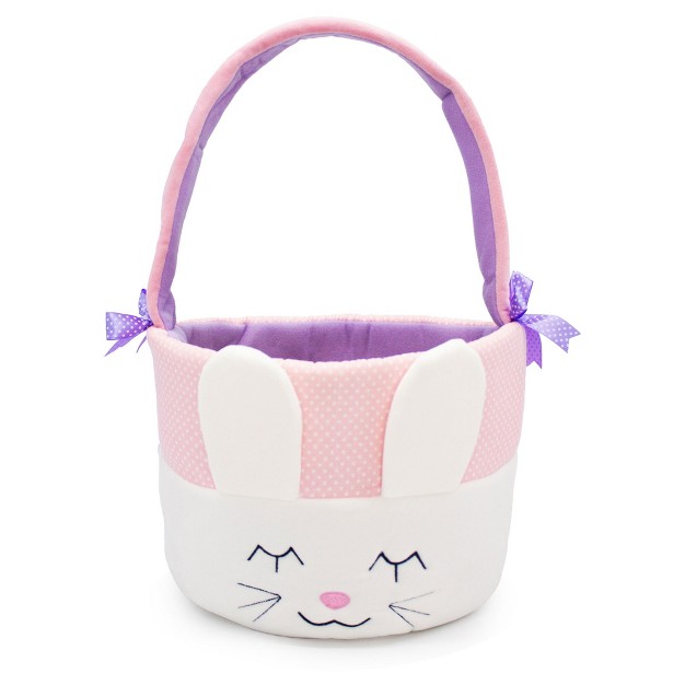 Plush Easter Bunny Baskets For Kids With Handles White Plushible