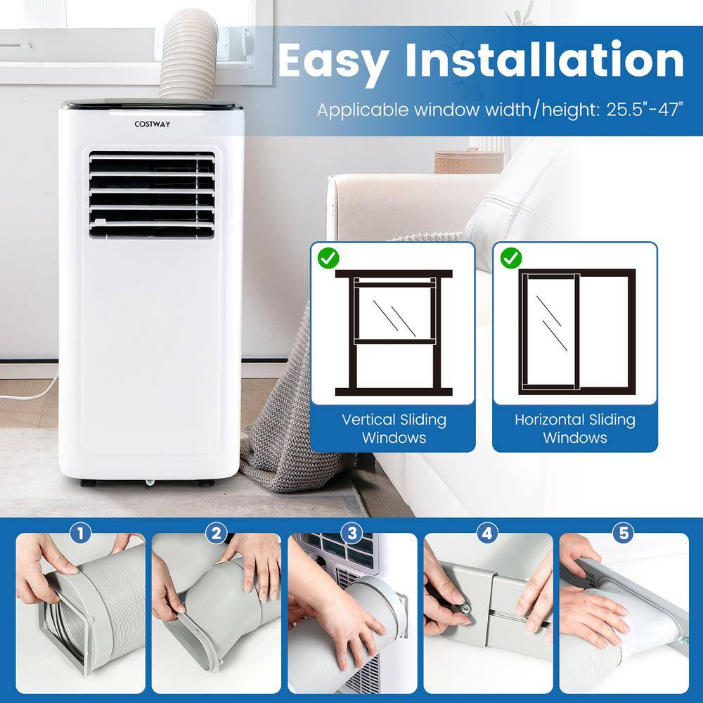 Costway 9000 BTU Portable Air Conditioner AC Unit 3-in-1 Cools 280 Sq. Ft. with Dehumidifier Remote in White FP10343US-WH