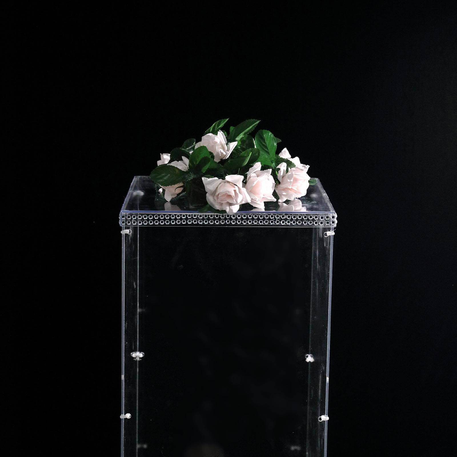 Floor Standing Clear Acrylic Pedestal Riser, Transparent Display Box with Interchangeable Lid and Base 40