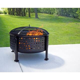 Pleasant Hearth Langston 30 in. Round Deep Bowl Steel Fire Pit in Rubbed Bronze OFW821RC