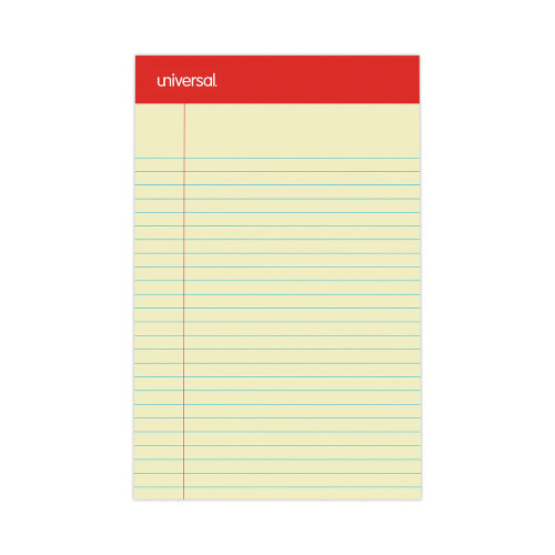 Universal Perforated Ruled Writing Pads， Narrow Rule， 5 x 8， Canary， 50 Sheets， Dozen (46200)