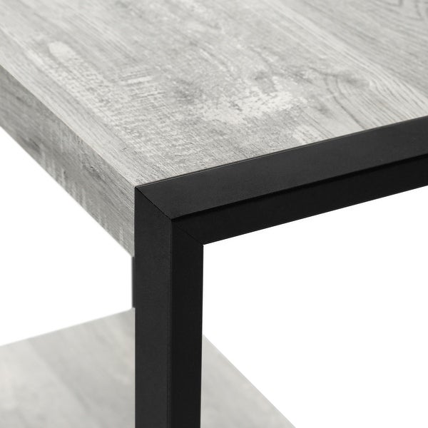 Modern Accent Table - Black Reclaimed Wood-Look / Black Metal - 23.75