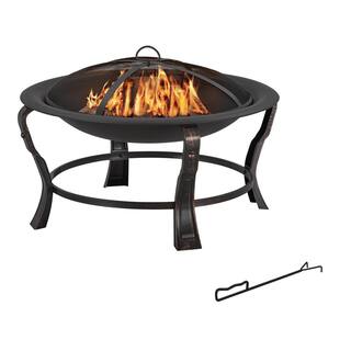 StyleWell Ashcraft 30 in. Outdoor Steel Wood Burning Black Fire Pit FT-01C