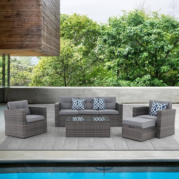 Outdoor 7Piece Wicker Sectional Sofa Set