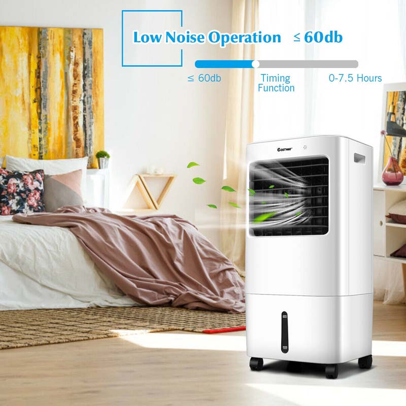 3-in-1 Portable Evaporative Cooler Fan Humidifier with Remote Control, 20L Tank, 4 Speeds, 7.5H Timer