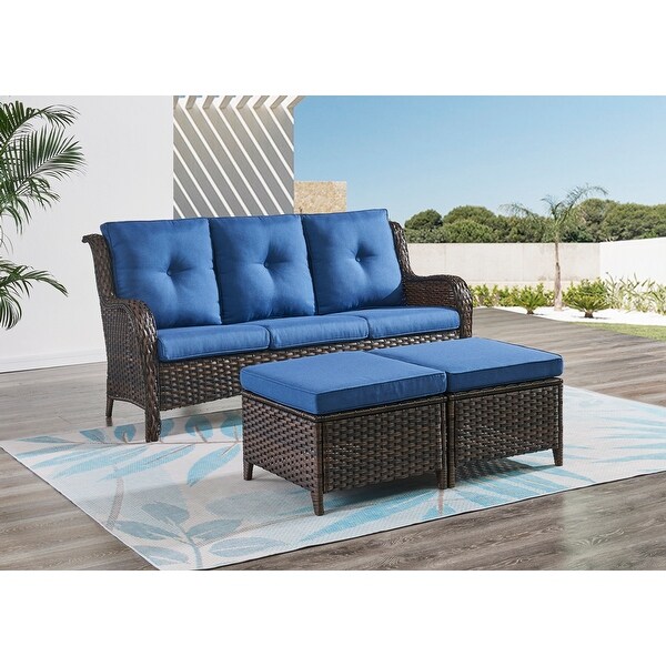 Pocassy 5Piece Outdoor Wicker Sofa Set with Swivel Chairs