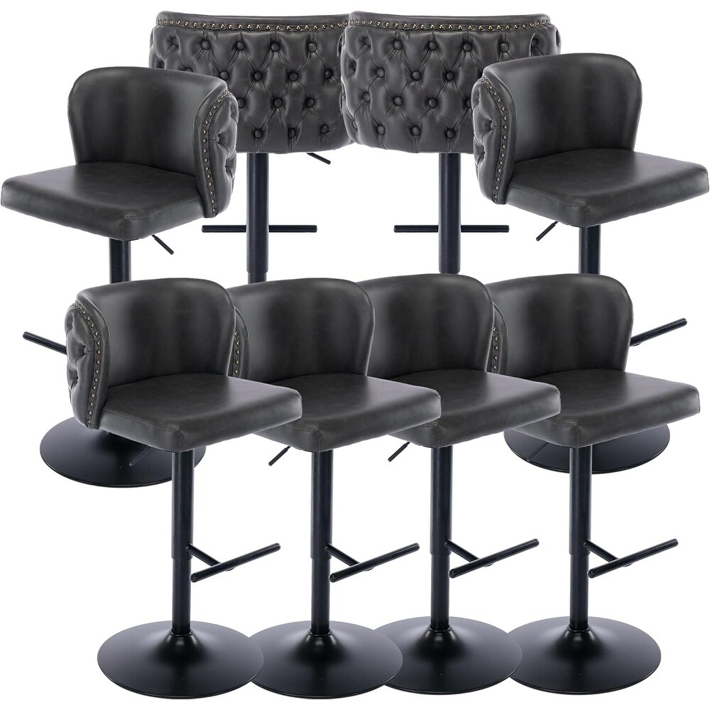 Swivel Barstools Adjusatble Seat Height  Modern PU Upholstered Bar Stools ( Set of 2)