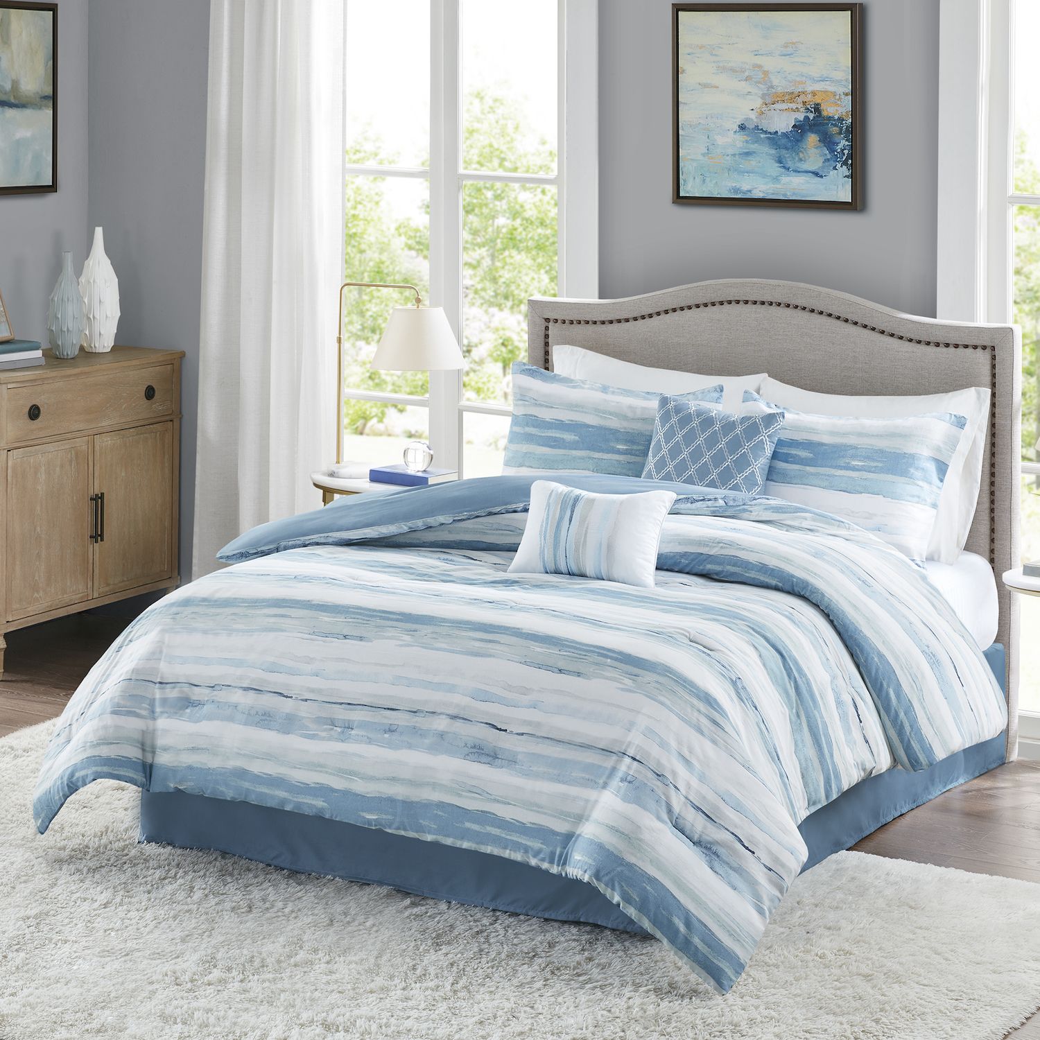 Madison Park Marianne 6-Piece Coastal Comforter Set with Coordinating Pillows