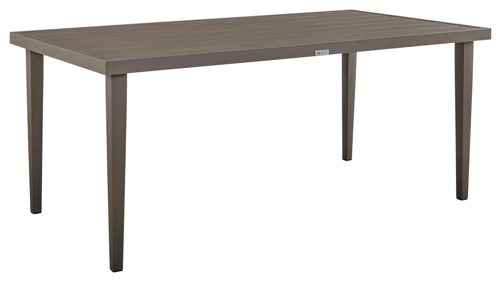 Silvana Outdoor Aluminum Gray Rectangle Dining Table   Transitional   Outdoor Dining Tables   by BisonOffice  Houzz