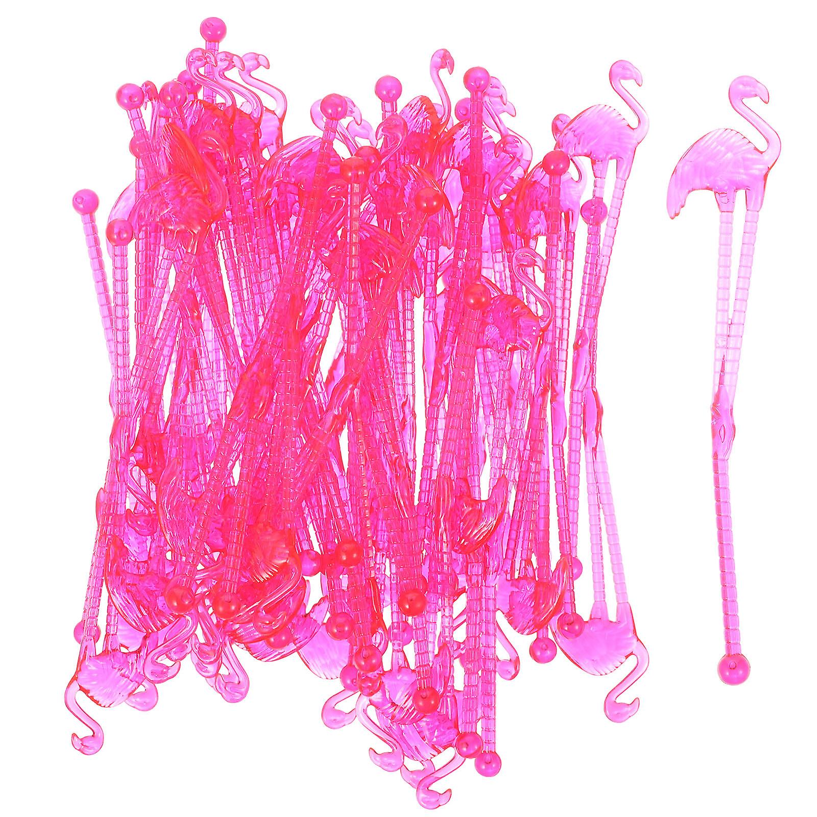 50pcs Creative Flamingo Pattern Drink Muddlers Disposable Beverage Stirrers Swizzle Sticks Mixing Sticks Stirring Rods