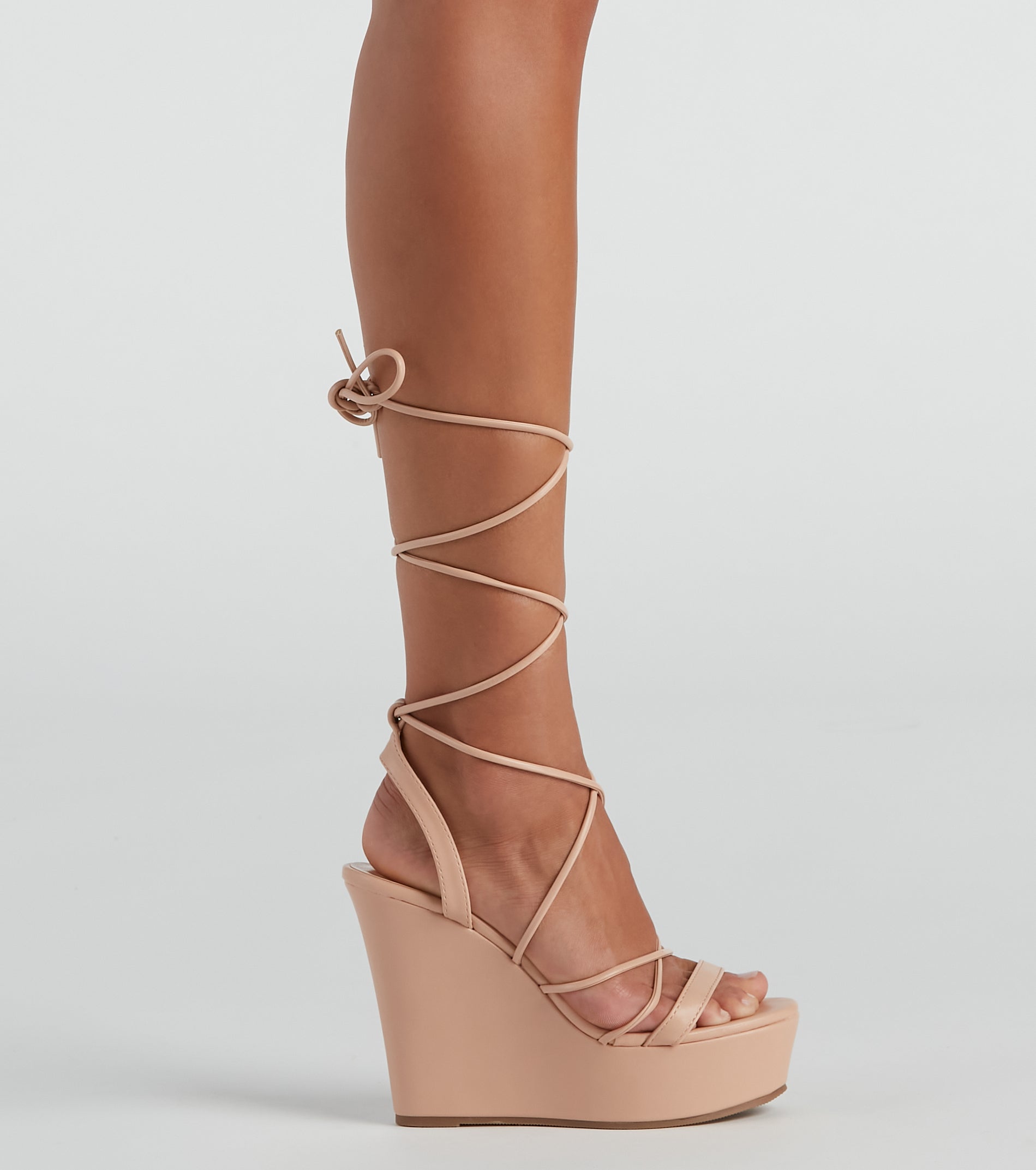 Wrapped Up PU Lace-Up Wedges