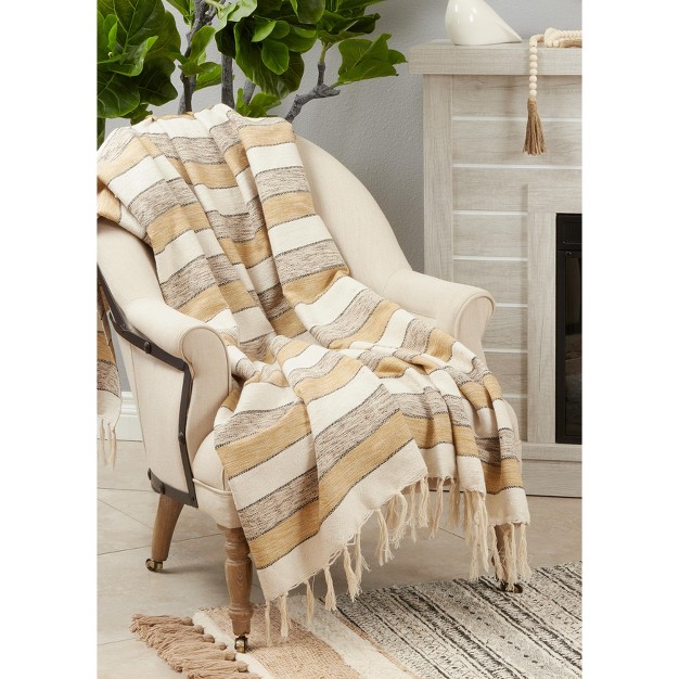 Saro Lifestyle Saro Lifestyle Striped Throw 50x60 Inches Multicolored