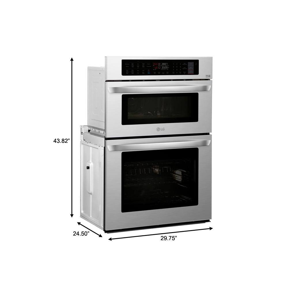 LG 30 in. Combination Double Electric Smart Wall Oven wConvection EasyClean Built-in Microwave in Stainless Steel LWC3063ST