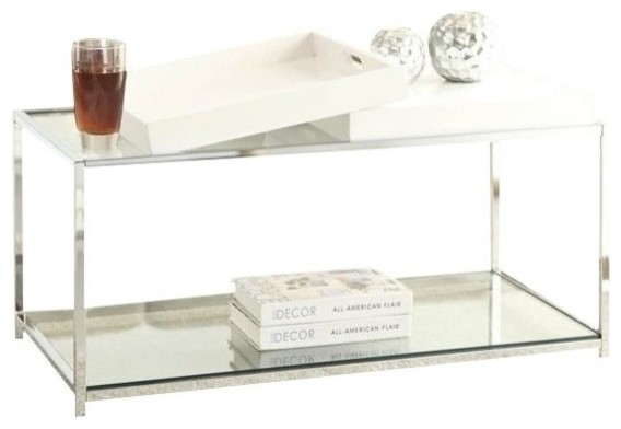 Pemberly Row Glass Coffee Table in White   Contemporary   Coffee Tables   by Homesquare  Houzz