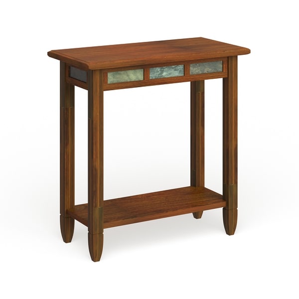 Copper Grove Ixia Rustic Oak and Slate Tile Chairside Table