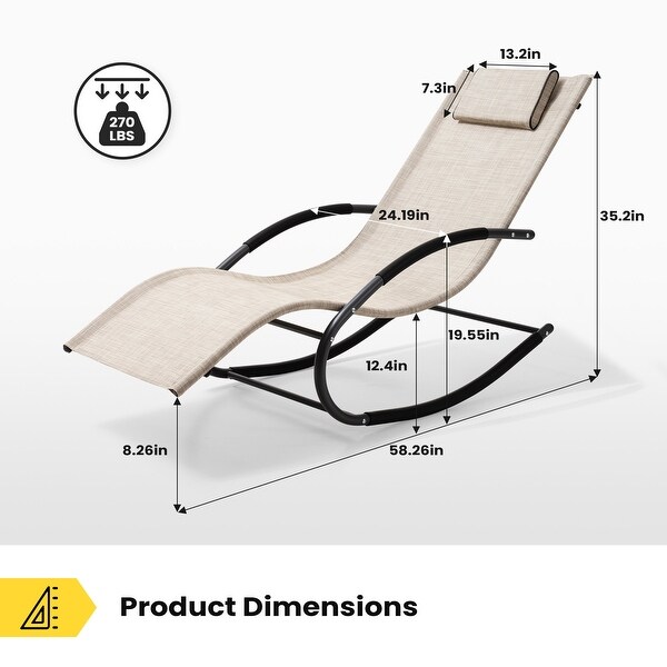 Pellebant Patio Rocking Chairs Chaise Lounge Chairs (Set of 2)