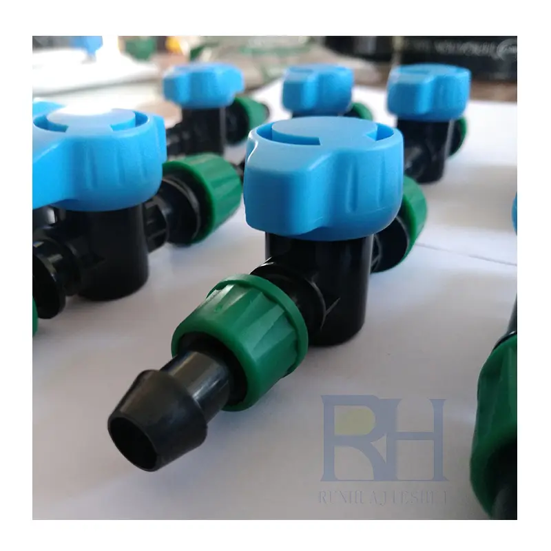 Water saving drip irrigation system plastic 16mm mini valve irrigation drip tape valve for garden and agriculture