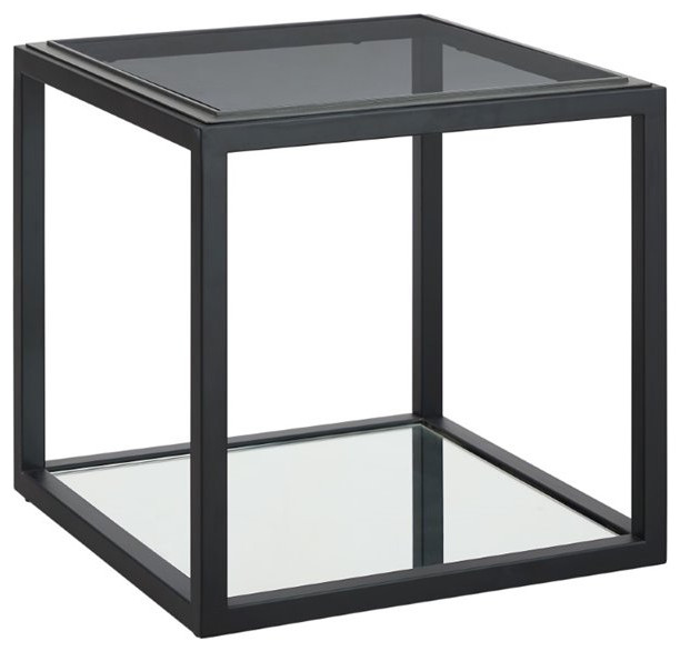 Modus Ellis Smoked Glass Top End Table in Nutmeg   Transitional   Side Tables And End Tables   by Homesquare  Houzz