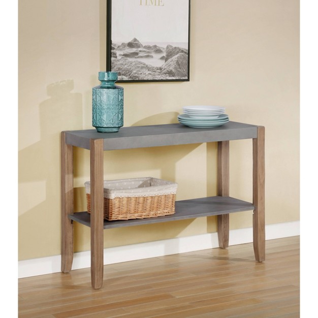 Davenport Faux Concrete And Wood Console Table Light Amber Alaterre Furniture