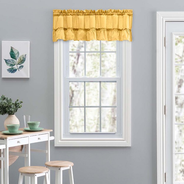 Rod Pocket High Quality Fabric Solid Color Window Ruffled Filler Valance 54 quot x13 quot Yellow