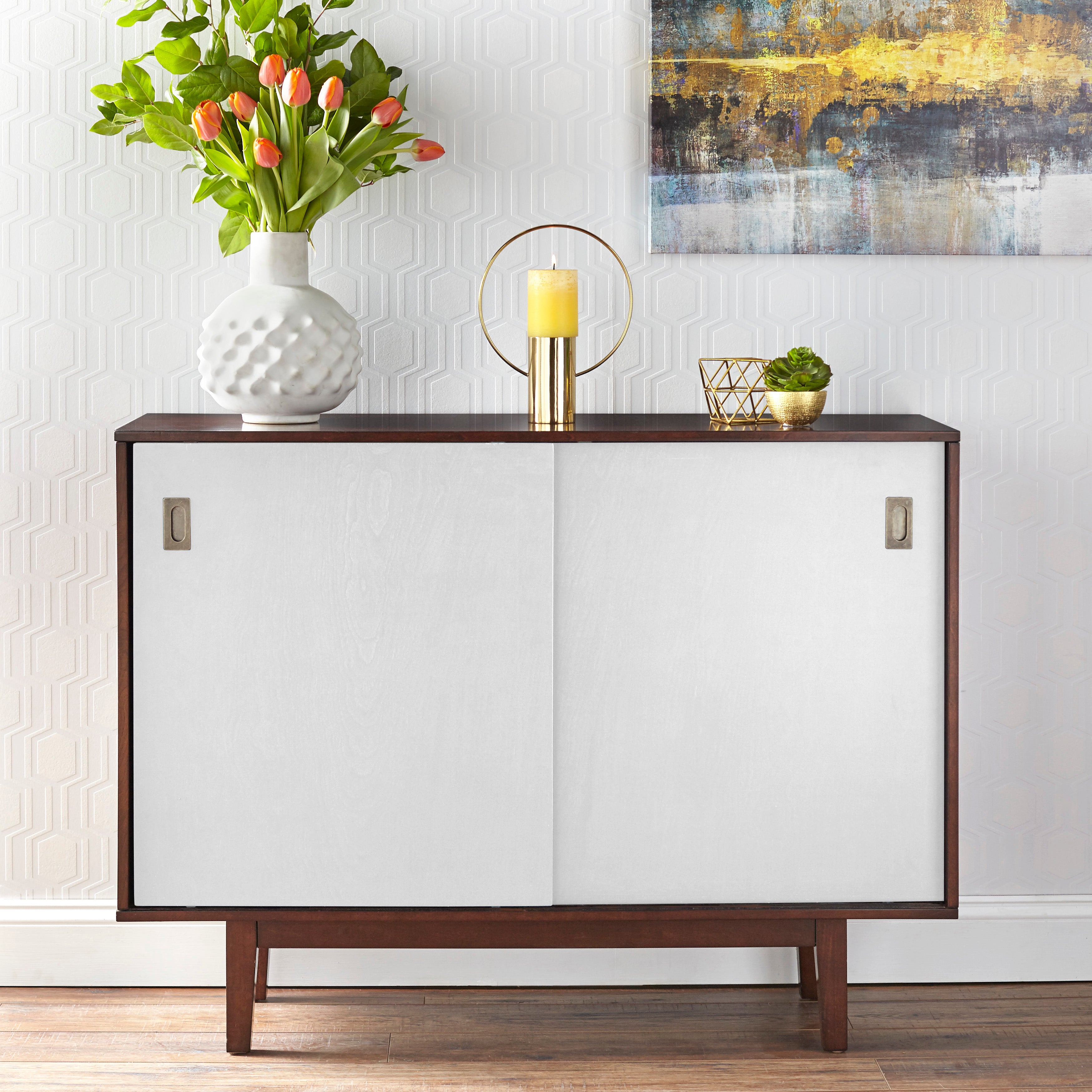 angelo:HOME TV Console/Buffet Cabinet - Menlo (white/walnut)