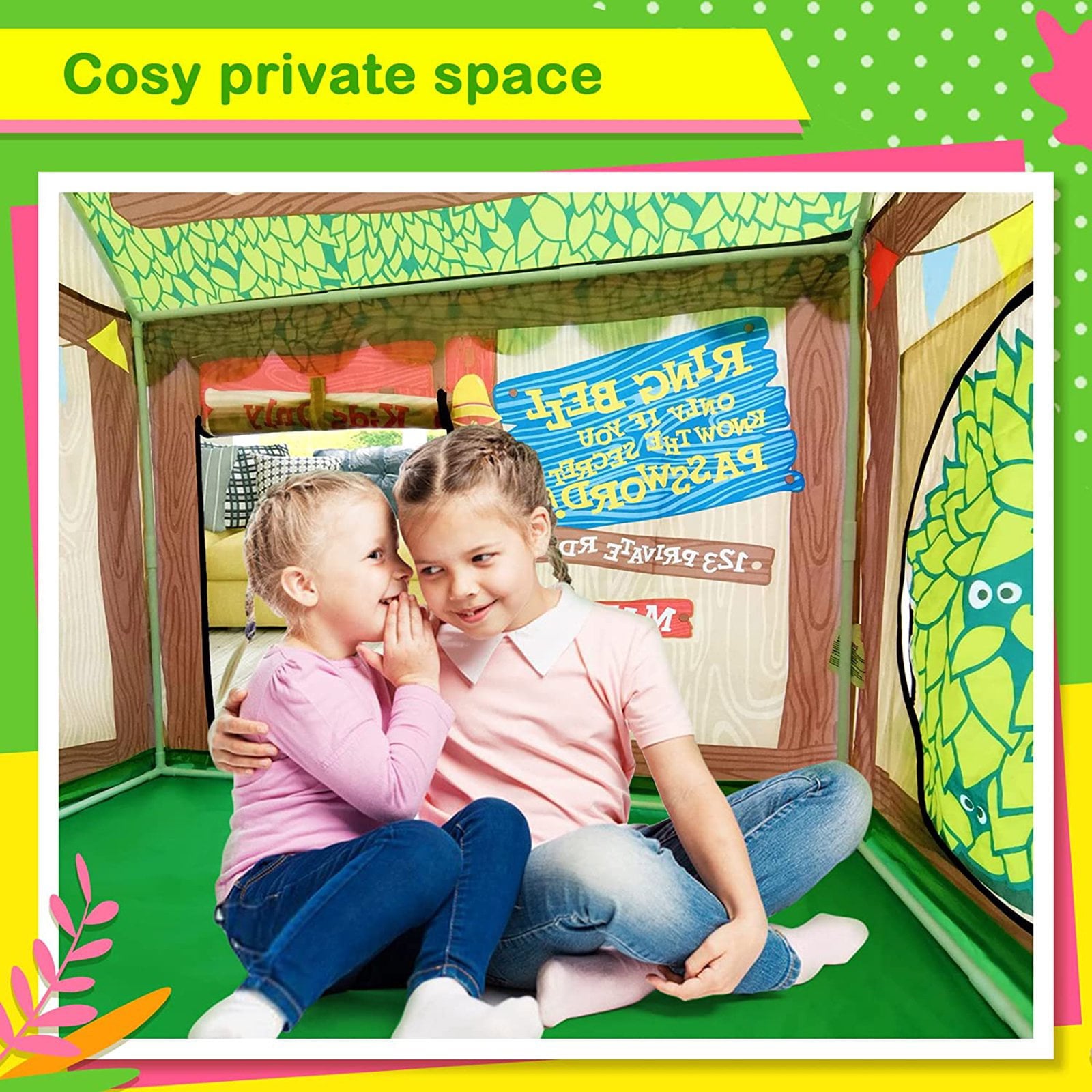 Play Tent for Kids, GIUGT Clubhouse Tent Kids Play Tent for Boys and Girls School Toys for Indoor and Outdoor Games Children Playhouse, Kids Tent with Roll-up Door and Windows (Green)