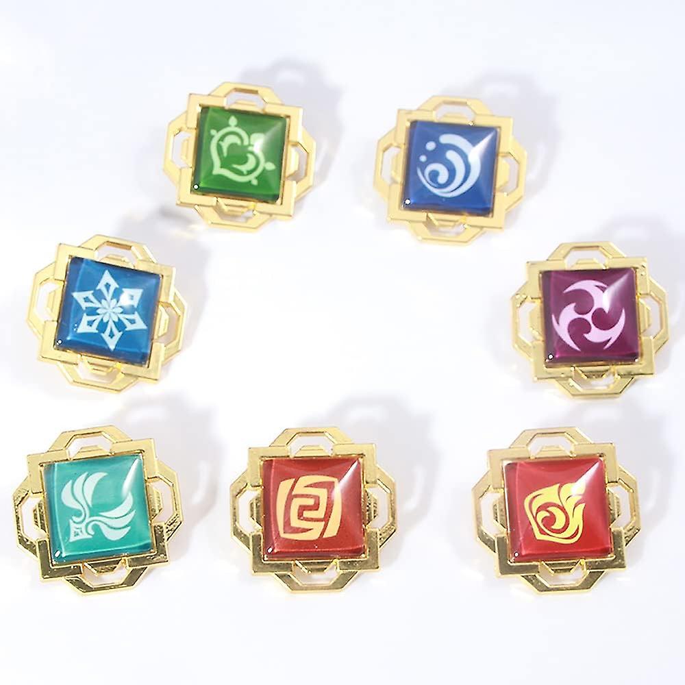 Genshin Impact Vision Brooch Pins - Eye Of God Luminous Brooch - Game Project Accessories For Women F -