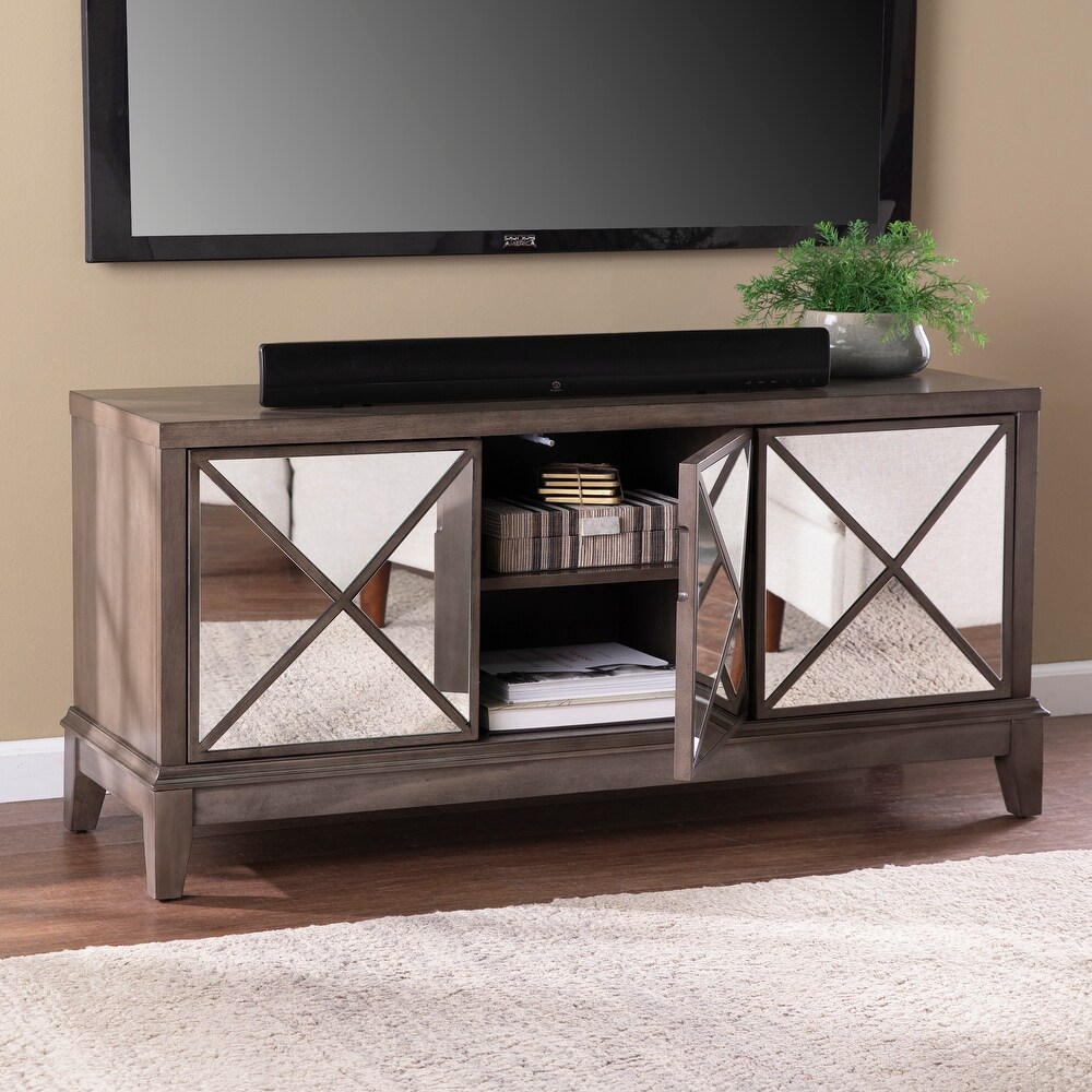 Warbington Glam Brown Wood Media TV Stand