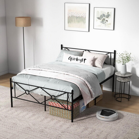 Costway Full/Queen Size Metal Platform Bed Frame w...