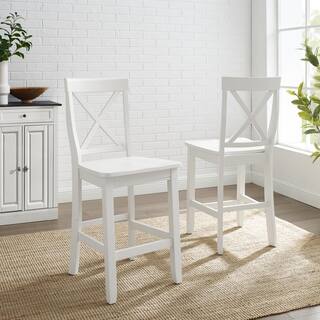 CROSLEY FURNITURE White X-Back Counter Stool (Set of 2) CF500424-WH