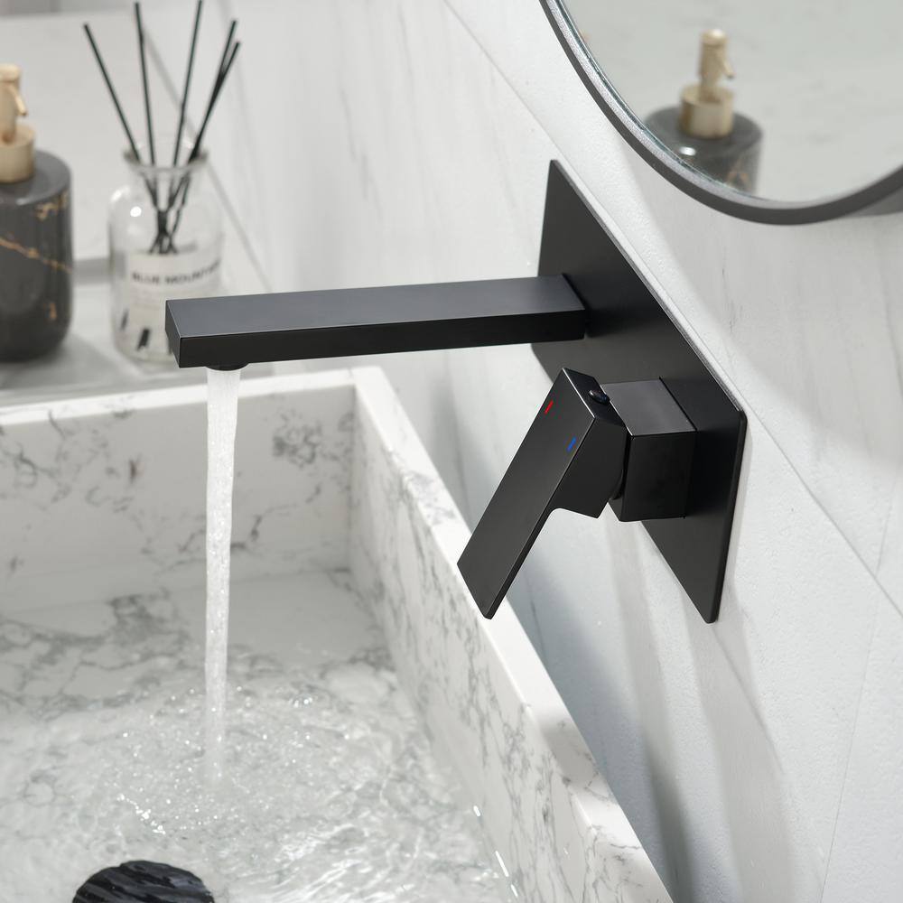 FORCLOVER Single-Handle Wall Mounted Faucet for Bathroom with Deck Plate Included in Matte Black GeYSWNK24