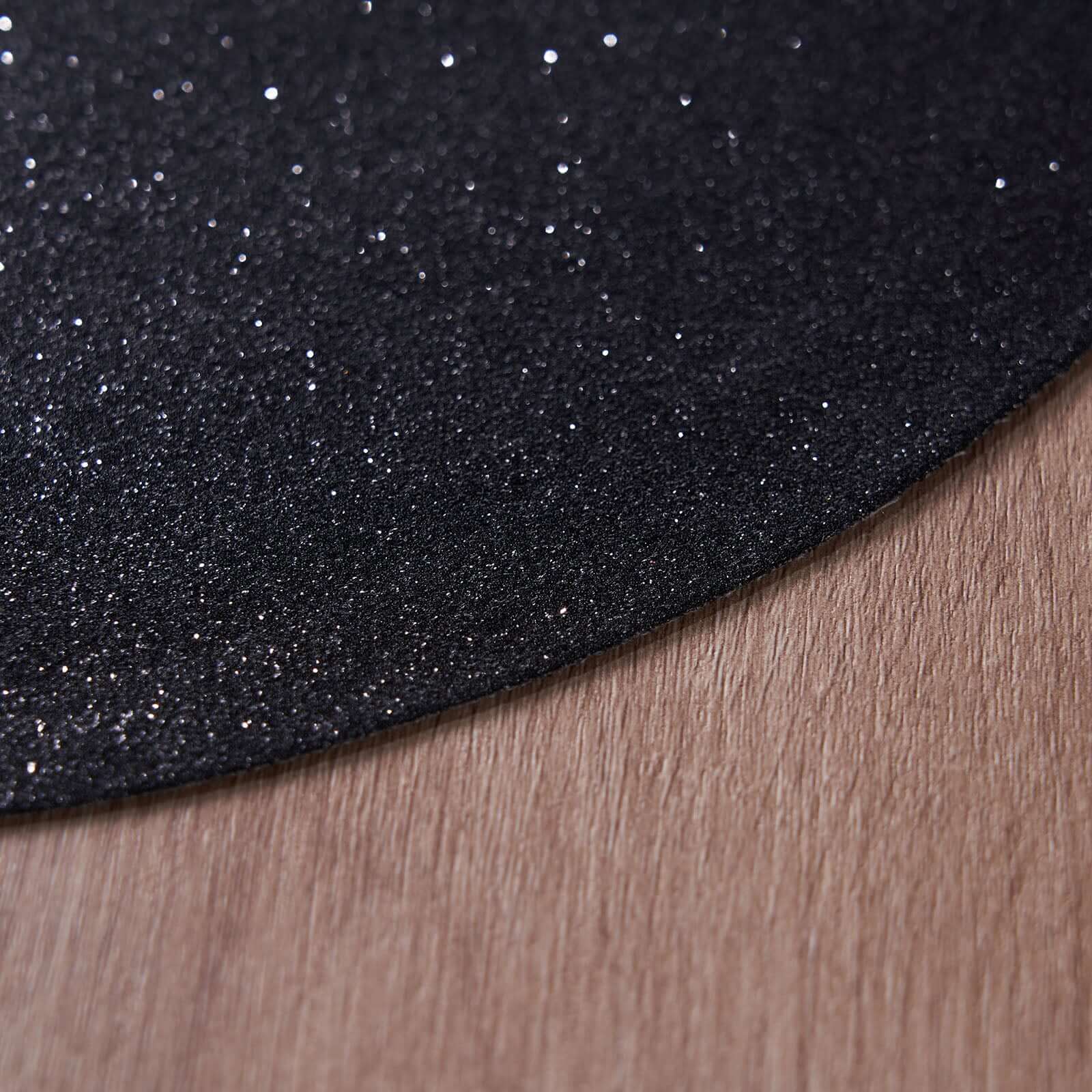 6 Pack Black Sparkle Placemats, Non Slip Decorative Round Glitter Table Mat