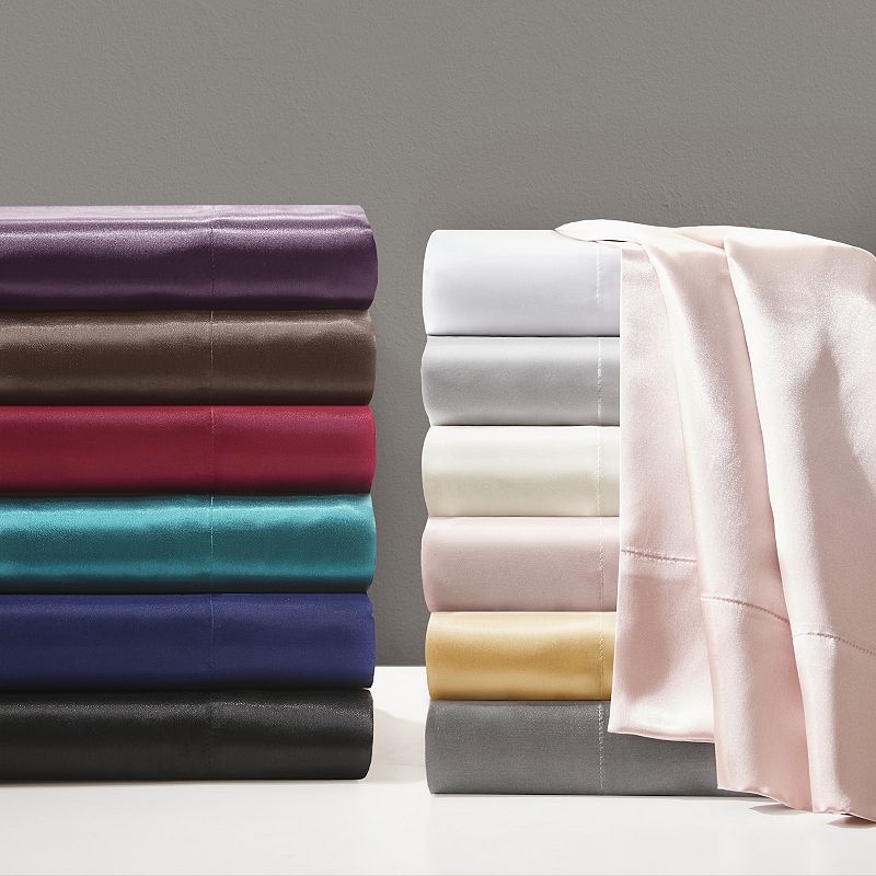 Madison Park Essentials Satin Luxury Solid Sheet Set and Pillowcases