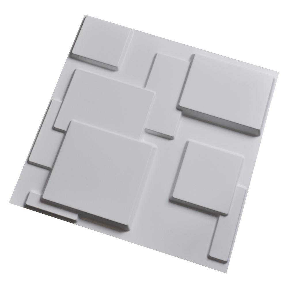 Art3d 19.7 in. x 19.7 in. White PVC 3D Wall Panels Brick Wall Design (12-Pack) A10033hd