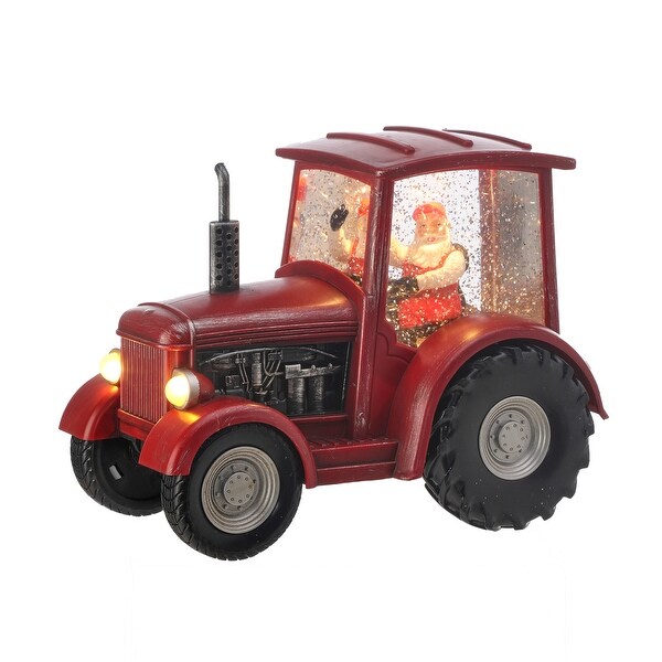 9LED Red Santa Tractor Water Globe