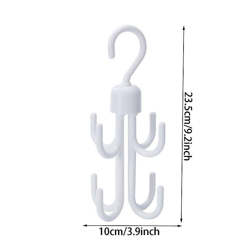 2Pcs Rotating Hooks Creative 360 Degree Rotating Multifunctional Eight-Claw Hook for Hanging Scarf Hats Towels Bags Shoes Ties(White)