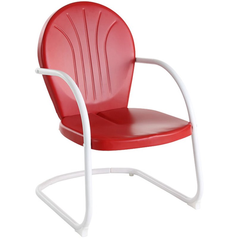 Crosley Griffith Outdoor Dining Chair - Metal - Has Arms - Red