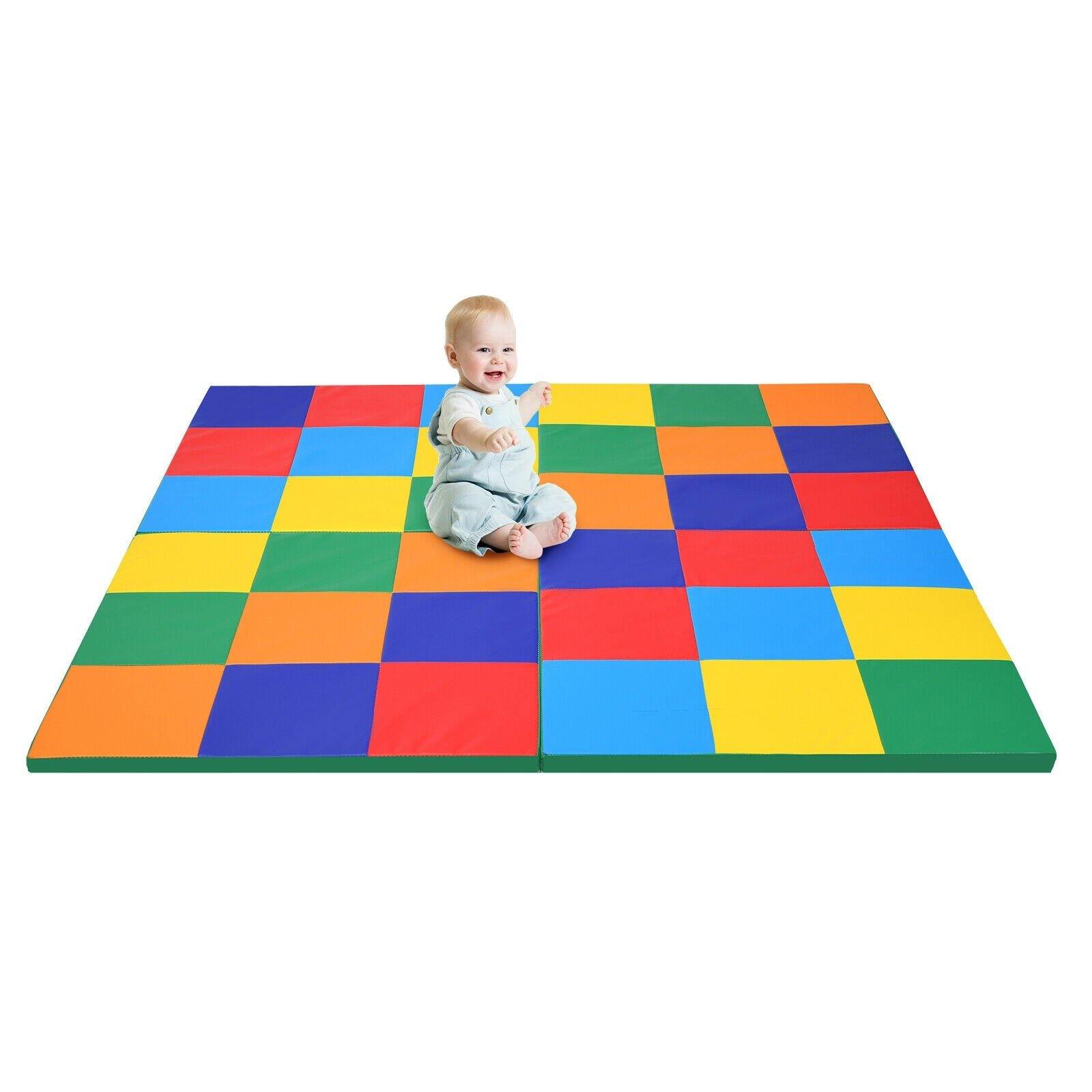 Costzon Toddler Foam Play Mat, Foldable Baby Foam Floor Mats, 58-Inch Square Soft Floor Mat for Baby