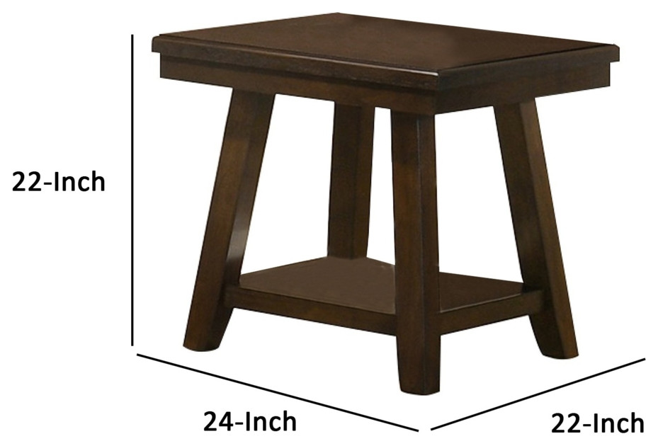 24 Inch Classic Square End Table Flared Legs Single Shelf Brown Wood   Transitional   Side Tables And End Tables   by Dot  ampBo  Houzz