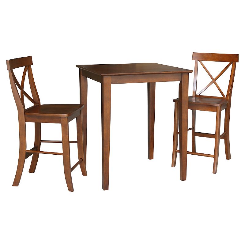 International Concepts Counter Height Dining Table and X-Back Stool 3-piece Set