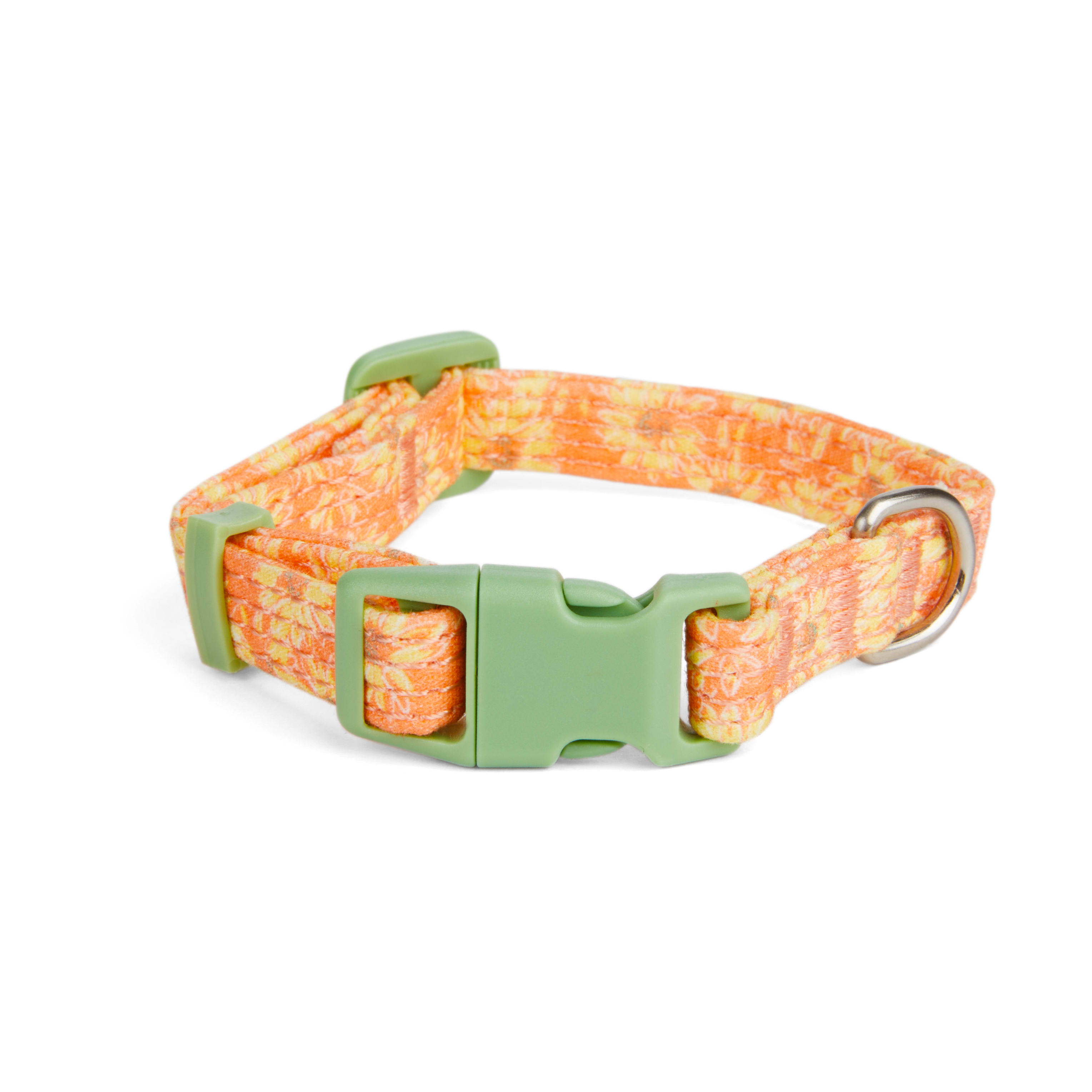 YOULY Orange Floral Small Dog Collar， XX-Small/X-Small