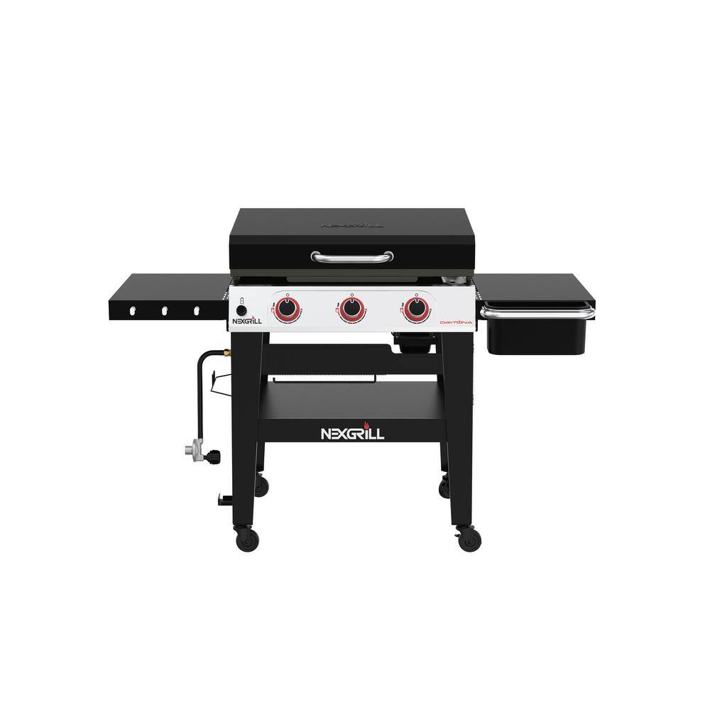 Nexgrill 720-1057 Daytona 3-Burner 30 in. Propane Gas Griddle in Black with Lid