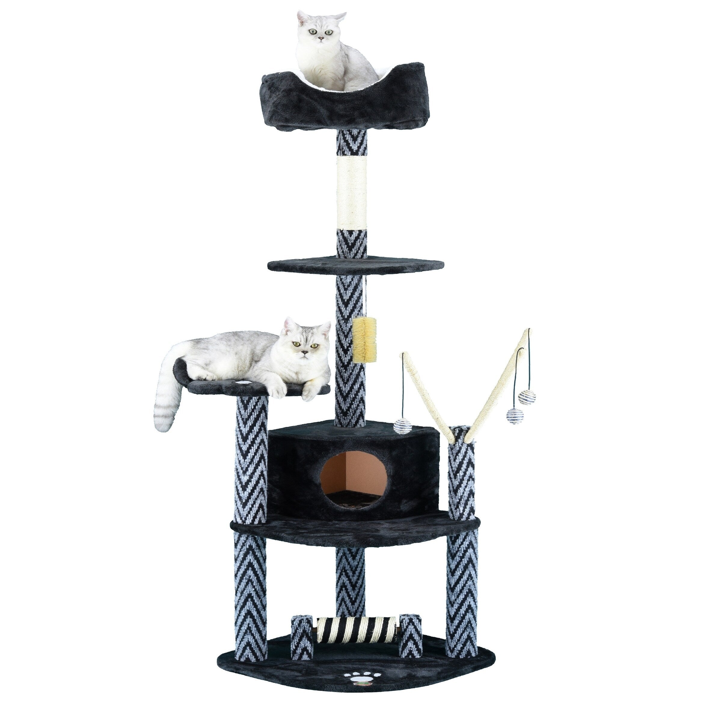 Go Pet Club Cat Tree - Gray and Black - 62 in.