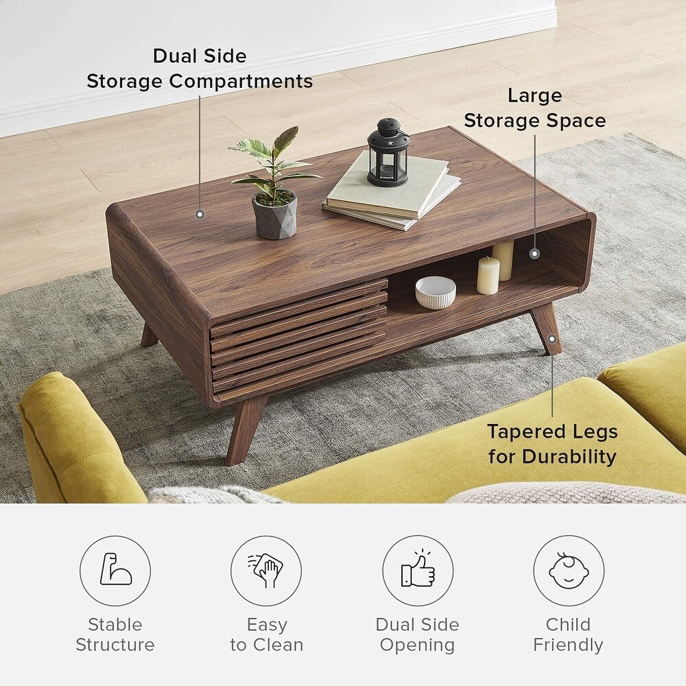 Mopio Ensley Mid Century Modern Coffee Table with dual side storage  Centerpiece for your living room