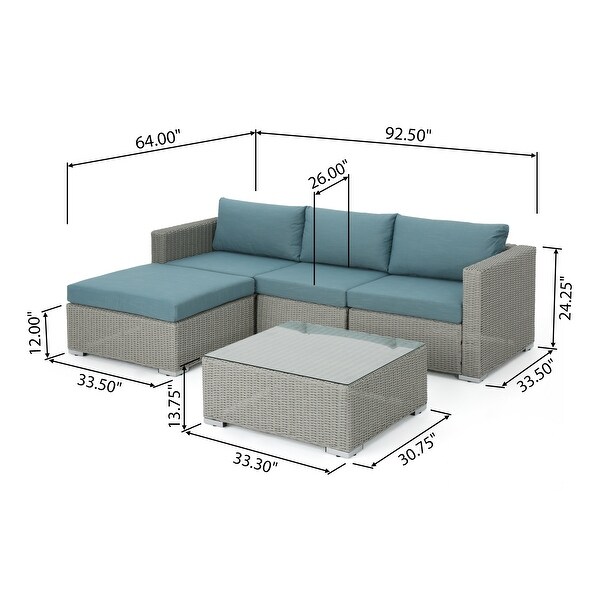 Santa Rosa Outdoor 5piece Wicker Seating Sectional Set with Cushions by Christopher Knight Home