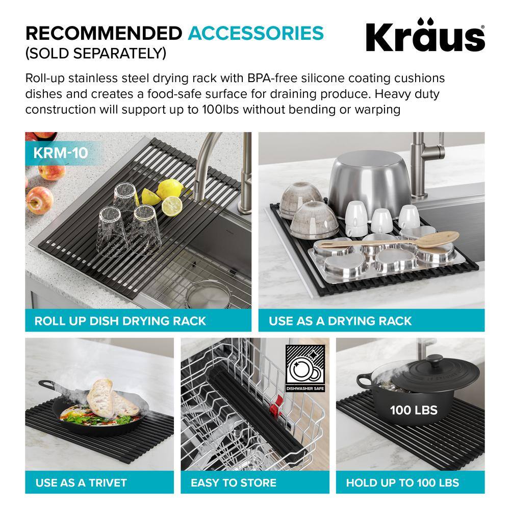 KRAUS Standart PRO 16-Gauge Stainless Steel 25 in. Drop-in  Undermount Single Bowl Deep Laundry Utility Sink KHT301-25L